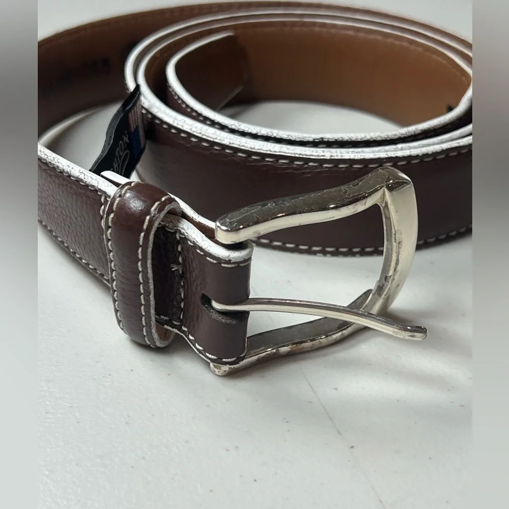 Brighton Hand Made in USA Men’s Size 44 Brown Leather Designer Belt Pebble